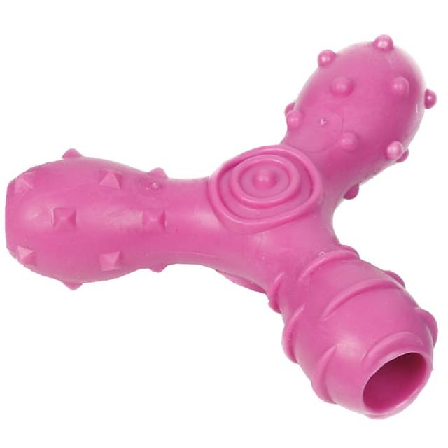 Pet Life Pink 'Tri-Chew' Treat Dispensing and Chewing Interactive TPR Dog Toy, Small