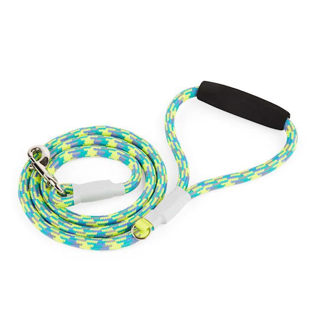 YOULY Reflective Dog Leash, Yellow & Blue, 5-ft long, 1/2-in wide