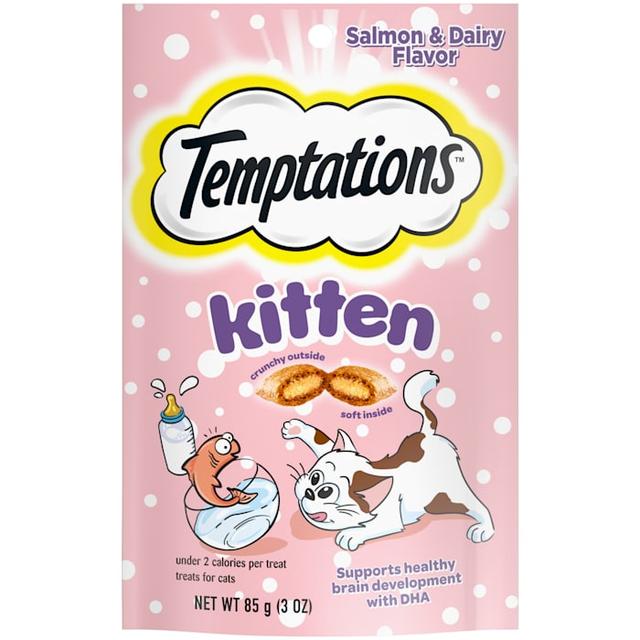 Temptations Salmon and Dairy Flavor Crunchy and Soft Kitten Treats, 3 oz.