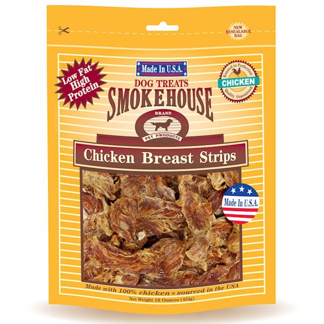 Smokehouse 100% Natural USA Chicken Breast Strips Dog Treats, 16 oz