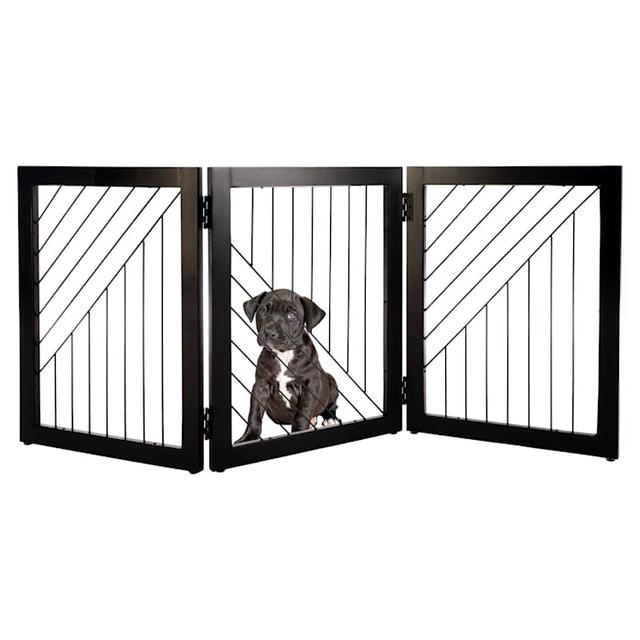 Pet Adobe 3-Panel Foldable Pet Gate 54.5 in-Wide, Black, Small