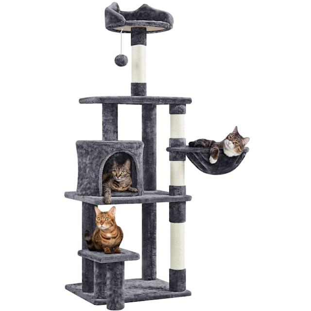 Topeakmart Multi Level Cat Tree with Extended Platform, 57" H, Dark Gray
