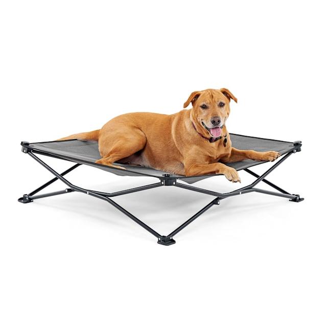 Coolaroo Elevated Pet Bed On-The-Go with Heat Shield Cooling Fabric, 36" W X 36" L X 8" H, Glacier Grey, Large