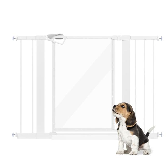 UniPaws White Pressure Mounted Transparent Dog Gate, 29"- 43" L X 30" H, Black, Medium