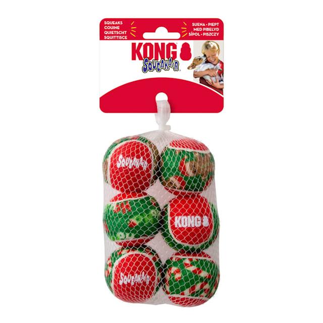 KONG Holiday SqueakAir Balls Dog Toy, Pack of 6, Small