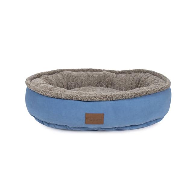 Carolina Pet Company Microfiber & Tipped Berber Comfy Cup for Dogs, 24" L X 27" W X 8" H, Blue, Small