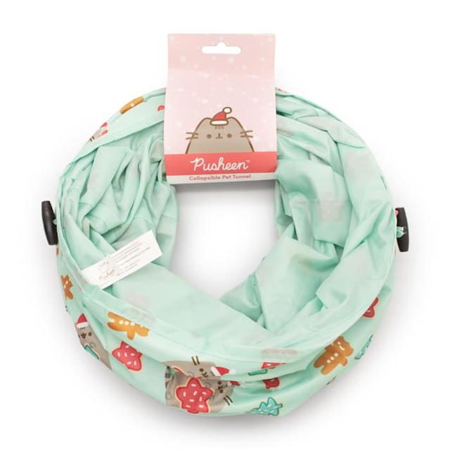 Pusheen Green Holiday Cookie Collapsible Tunnel Cat Toy, Small