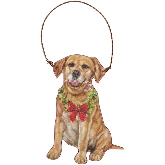 Primitives by Kathy Yellow Lab Candy Cane Tree Ornament, Tan