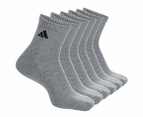 Adidas Men's Athletic Cushioned Quarter Socks 6 Pairs