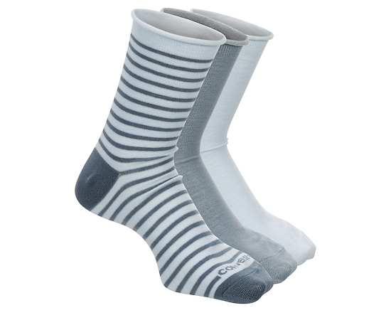Converse Womens Rolled Stripe Cuff Quarter Socks 3 Pairs