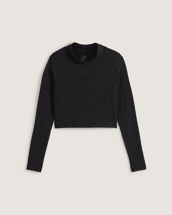 Vans - Script Mini Mock T-Shirt, Woman, Black, Size: XL