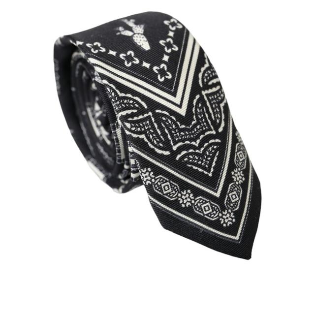 Dolce & Gabbana Black And White Silk Men's Tie