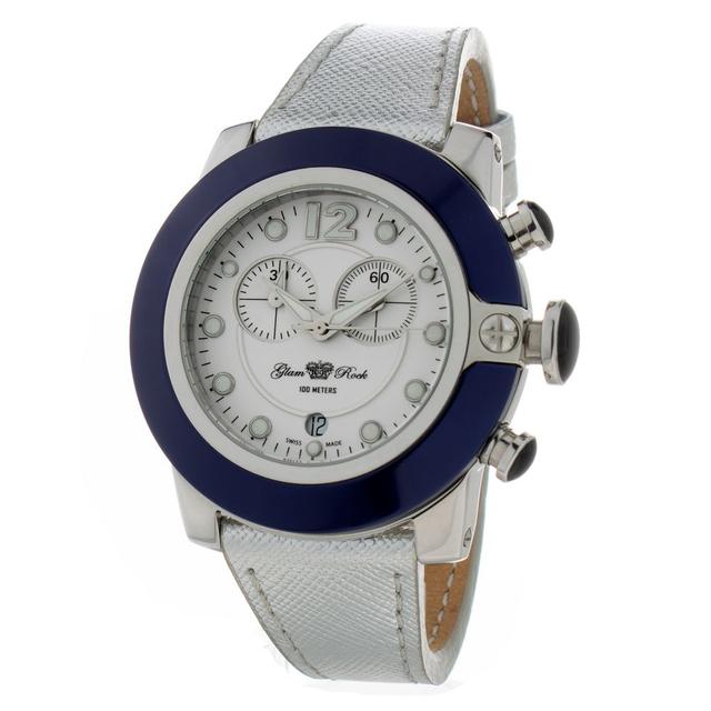 GLAM ROCK Silver Leather Dress Women's Watch