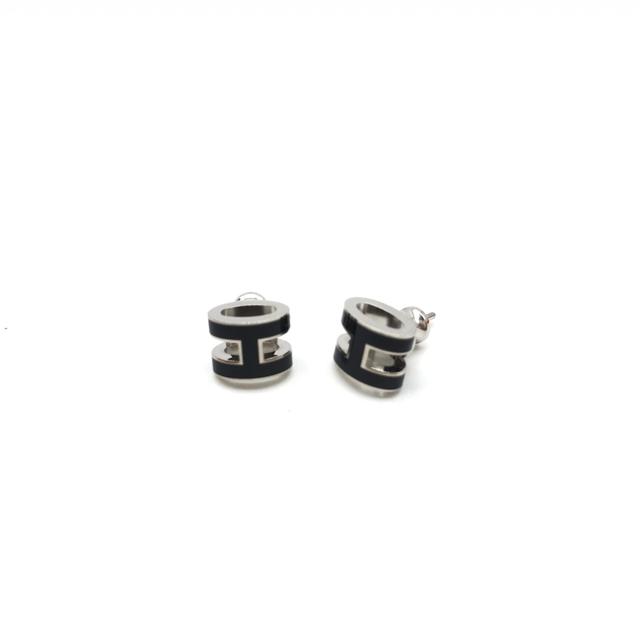 HermÃ¨s Mini Pop H Earrings In Black Women's Enamel (Pre-Owned)