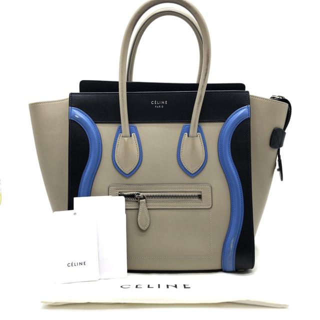 Celine Tri-Color Leather Luggage Tote Women's Handbag (Pre-Owned)