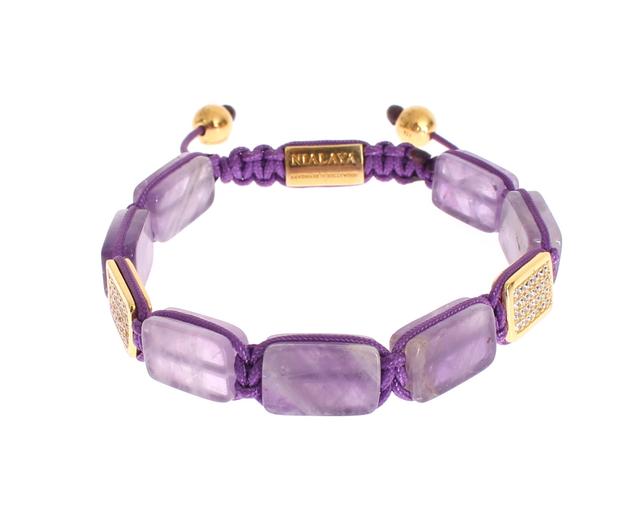 Nialaya CZ Amethyst 18K Gold 925 Women's Bracelet