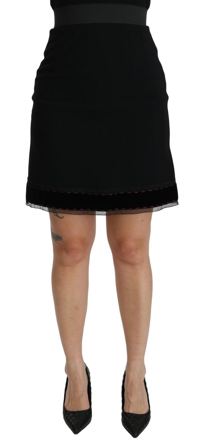 Dolce & Gabbana Black A-line High Waist Mini Viscose Women's Skirt