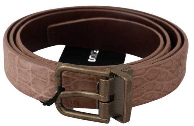 Dolce & Gabbana Beige Exotic Skin Gold Buckle Leather Men's Belt