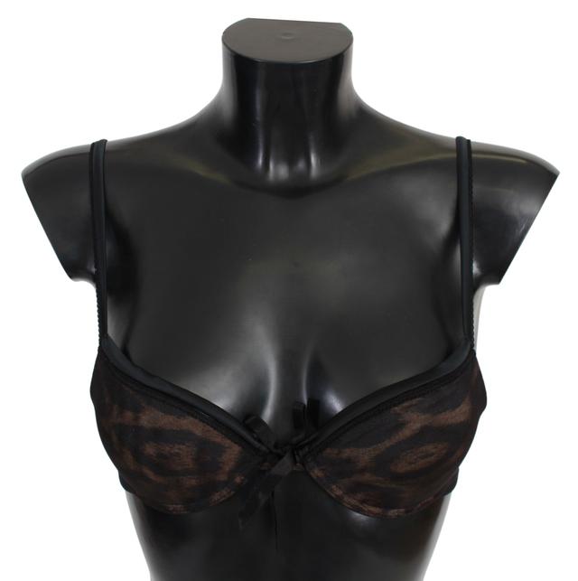 Roberto Cavalli Black Leopard Nylon Push Up Bra Women's Underwear