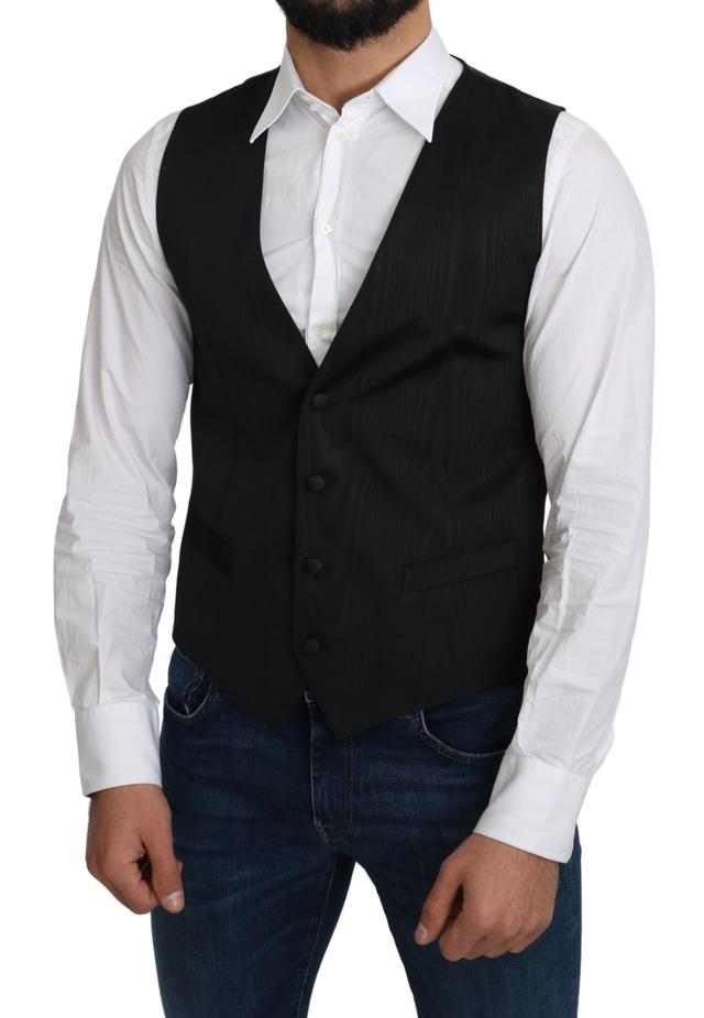 Dolce & Gabbana Gray 100% Silk Formal Coat Men's Vest