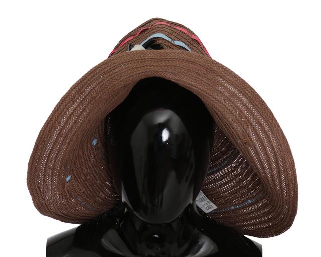 Dolce & Gabbana Brown Floral Wide Brim Straw Floppy Cap Women's Hat