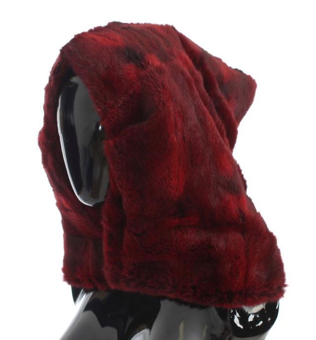 Dolce & Gabbana Bordeaux Hamster Fur Crochet Hood Scarf Women's Hat