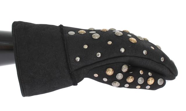 Dolce & Gabbana Gray Wool Shearling Studded Men's Gloves