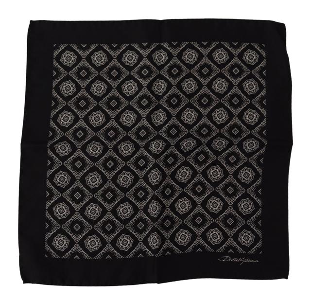 Dolce & Gabbana Black Geometric Patterned Square Handkerchief Men's Scarf