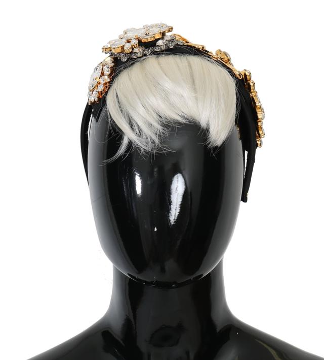 Dolce & Gabbana Black Crystal White Hair Parrucchiera Headband Women's Diadem