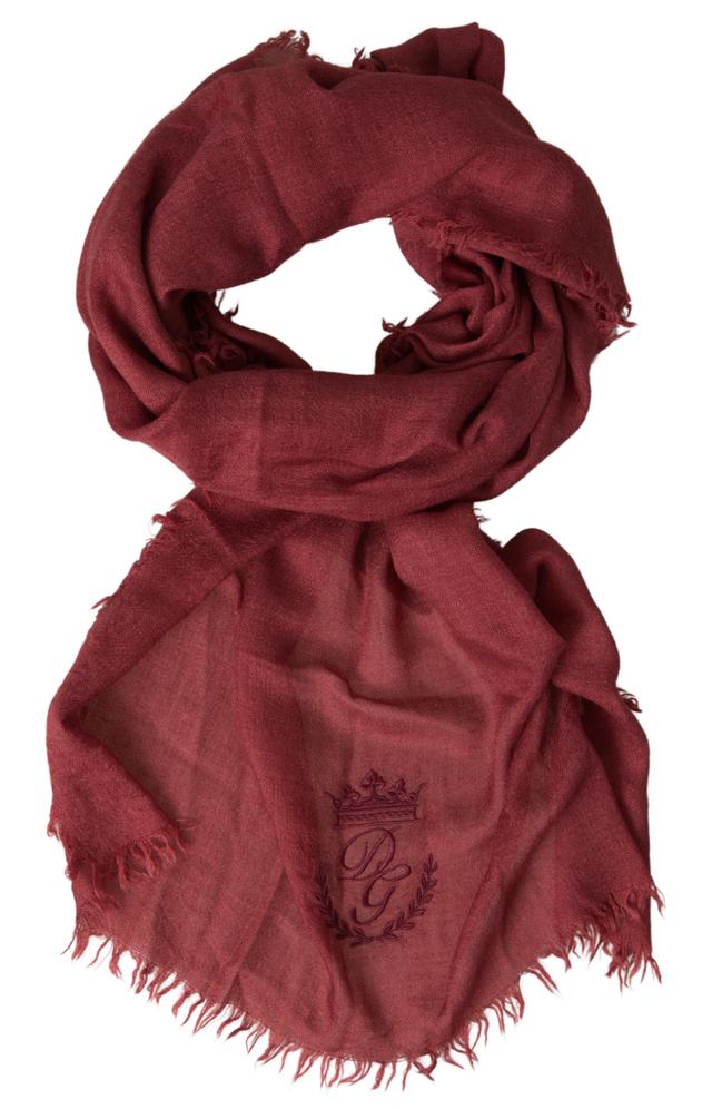 Dolce & Gabbana Maroon Cashmere Knit Wrap Shawl Fringe Men's Scarf