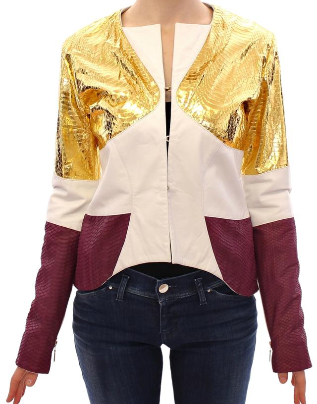 Vladimiro Gioia White Gold Purple Leather Women's Jacket