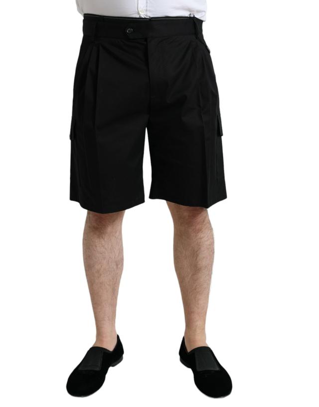 Dolce & Gabbana Black Cotton Stretch Cargo Bermuda Men's Shorts