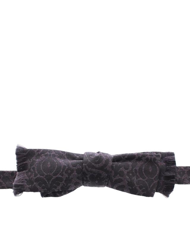 Dolce & Gabbana Gray Black Wool Bow Men's Tie