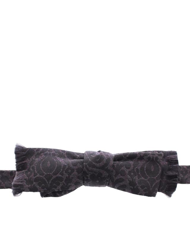 Dolce & Gabbana Gray Black Wool Silk Bow Men's Tie