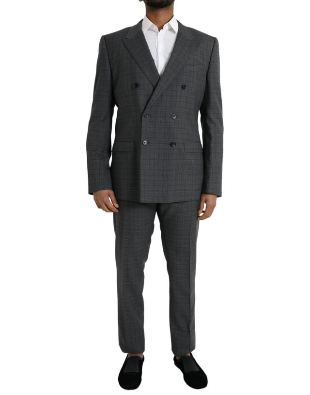 Dolce & Gabbana Gray Plaid Wool MARTINI Formal 2 Piece Men's Suit