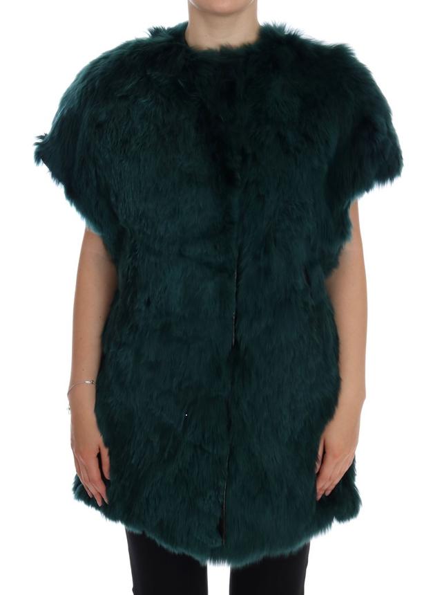 Dolce & Gabbana Green Alpaca Fur Vest Sleeveless Women's Jacket