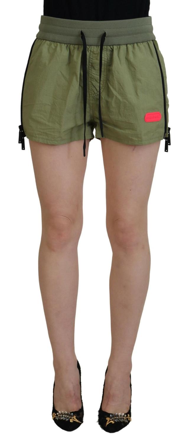 DsquaredÂ² Green Cotton Mid Waist Drawstring Tapered Women's Shorts (Pre-Owned)