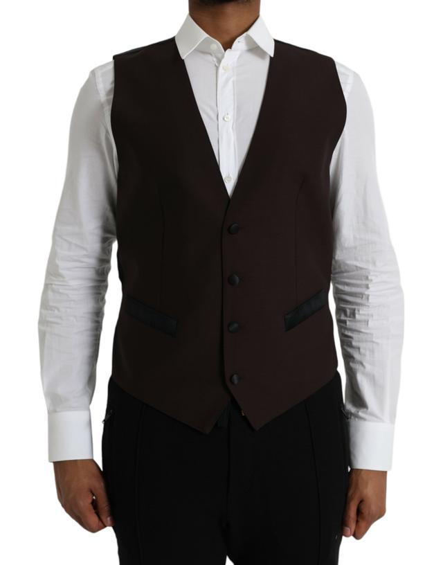 Dolce & Gabbana Brown Wool Waistcoat Dress Formal Men's Vest
