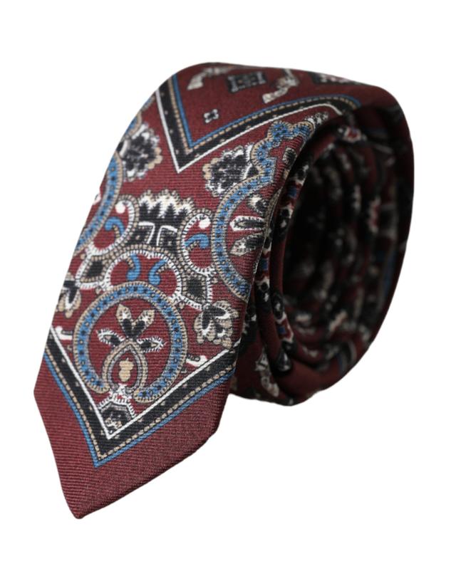 Dolce & Gabbana Bordeaux Printed 100% Silk Adjustable Men Men's Tie