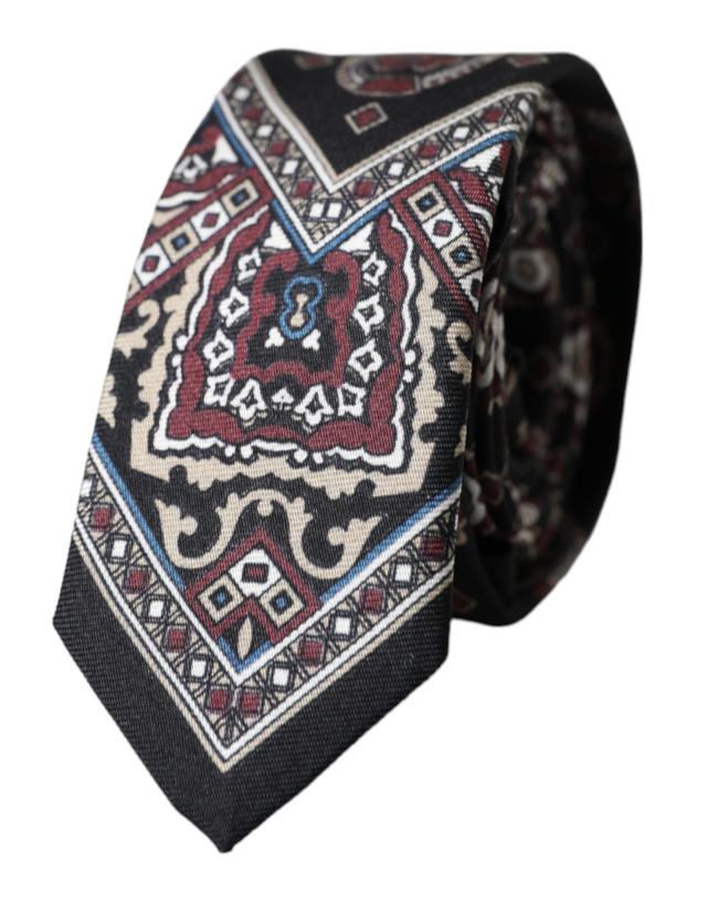 Dolce & Gabbana Black Printed 100% Silk Adjustable Men Men's Tie