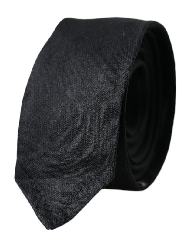 Dolce & Gabbana Black Solid 100% Silk Adjustable Men's Tie
