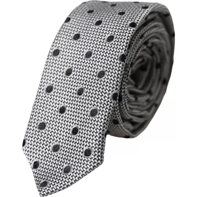 Dolce & Gabbana Black White Dot Fantasy Silk Adjustable Men Men's Tie