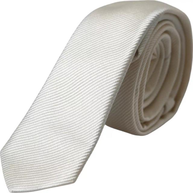 Dolce & Gabbana White Solid 100% Silk Adjustable Men's Tie