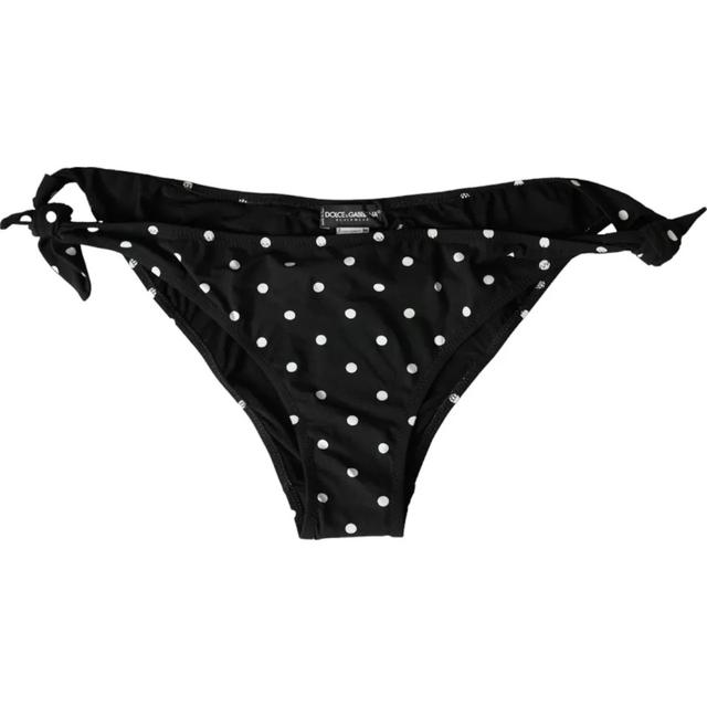 Dolce & Gabbana Black Polka Dot Swimwear Beachwear Bottom Women's Bikini