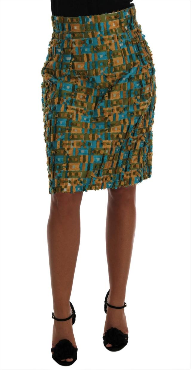 Dolce & Gabbana Multicolor Jacquard Straight Pencil Women's Skirt
