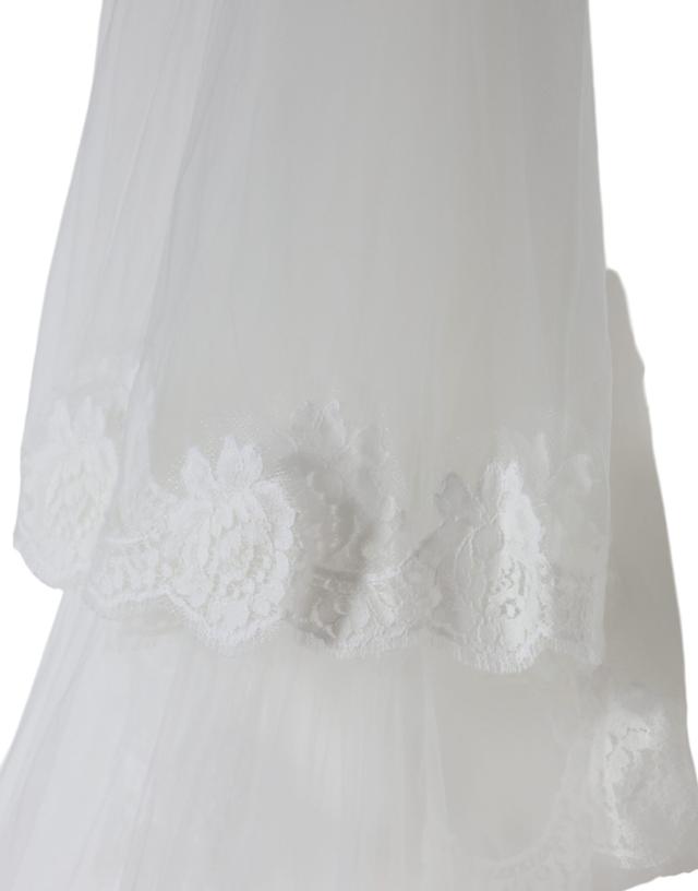 Dolce & Gabbana White Floral Lace Nylon Floor Length Wedding Women's Veil