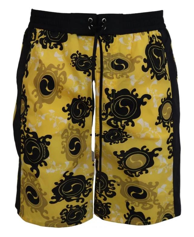 DsquaredÂ² Yellow Black Printed Nylon Beachwear Shorts Men's Swimwear
