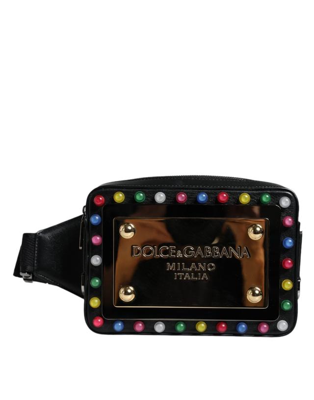 Dolce & Gabbana Black Leather LED Logo Belt Waist Fanny Pack Women's Bag (Pre-Owned)