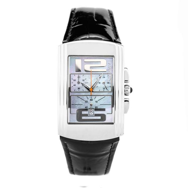 Chronotech Black Leather Dress  Watch