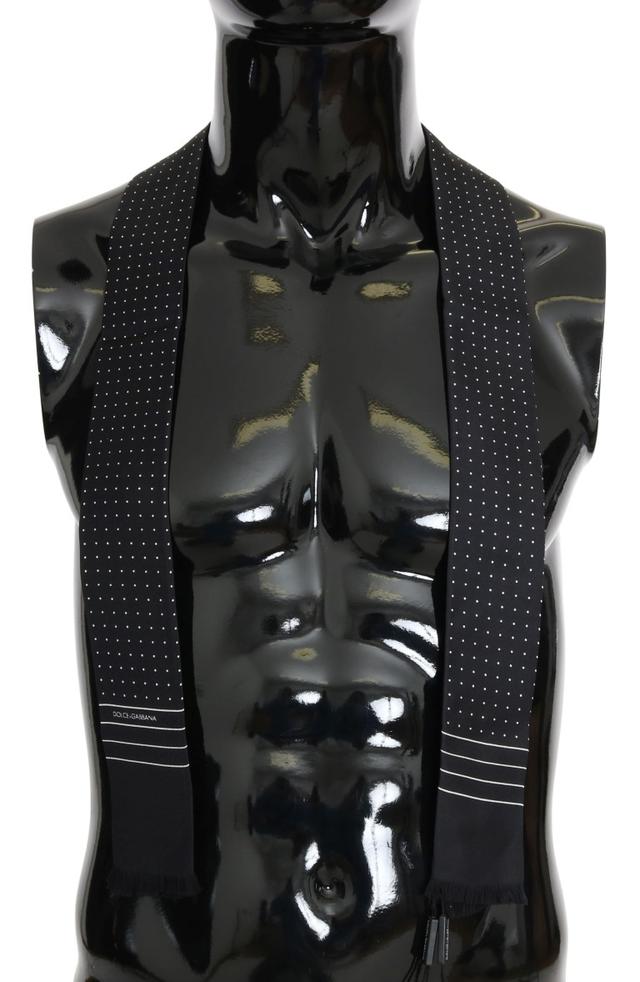 Dolce & Gabbana Dark Blue Polka Dotted Silk Men's Scarf
